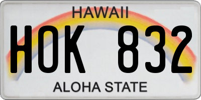 HI license plate HOK832