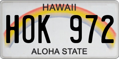 HI license plate HOK972