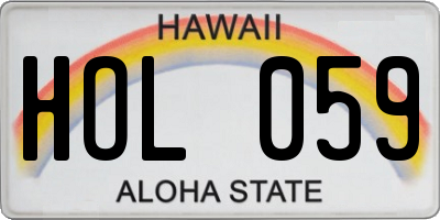 HI license plate HOL059