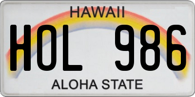 HI license plate HOL986