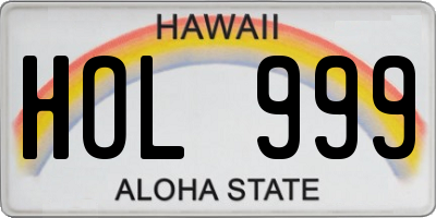 HI license plate HOL999