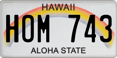 HI license plate HOM743