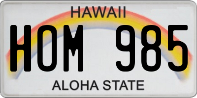 HI license plate HOM985