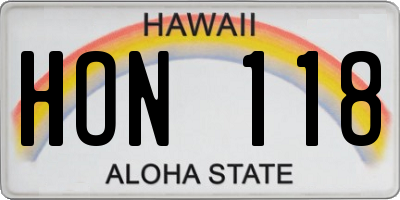 HI license plate HON118