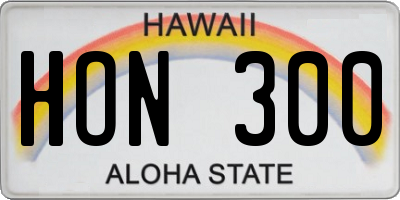 HI license plate HON300
