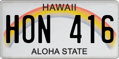 HI license plate HON416