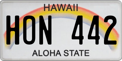 HI license plate HON442