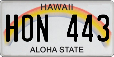 HI license plate HON443