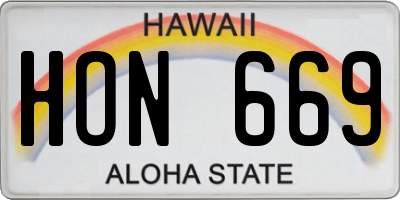 HI license plate HON669
