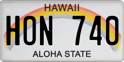 HI license plate HON740