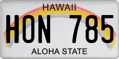 HI license plate HON785