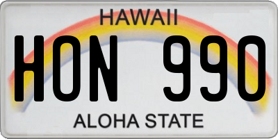 HI license plate HON990