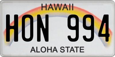 HI license plate HON994
