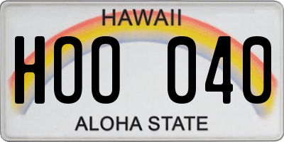 HI license plate HOO040