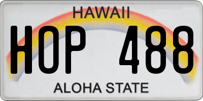 HI license plate HOP488