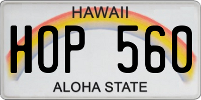 HI license plate HOP560