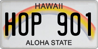 HI license plate HOP901