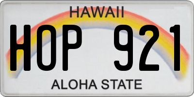HI license plate HOP921