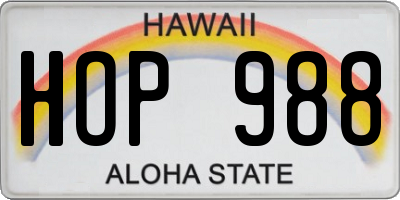 HI license plate HOP988