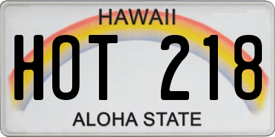 HI license plate HOT218