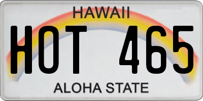 HI license plate HOT465