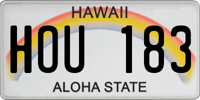 HI license plate HOU183