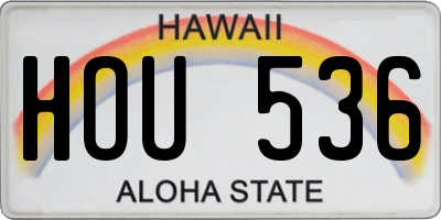HI license plate HOU536