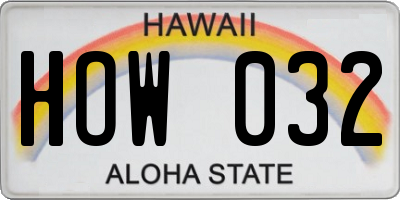 HI license plate HOW032