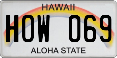 HI license plate HOW069