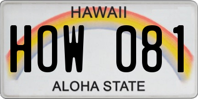 HI license plate HOW081