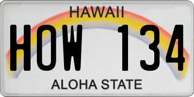 HI license plate HOW134