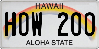 HI license plate HOW200