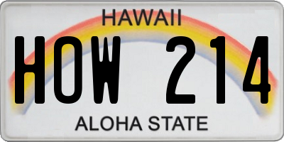 HI license plate HOW214