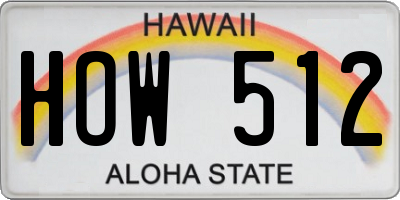 HI license plate HOW512