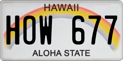 HI license plate HOW677