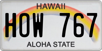 HI license plate HOW767