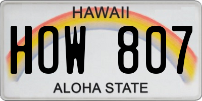HI license plate HOW807