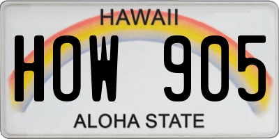 HI license plate HOW905