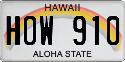 HI license plate HOW910