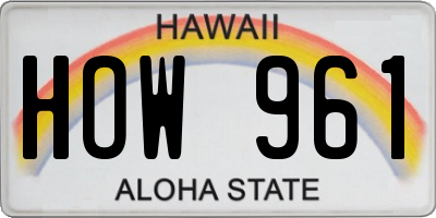HI license plate HOW961