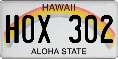 HI license plate HOX302
