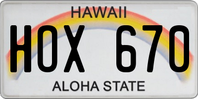 HI license plate HOX670