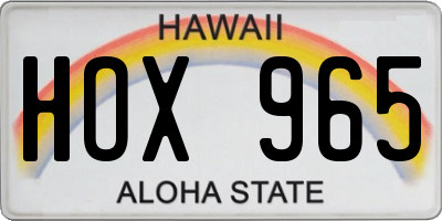 HI license plate HOX965