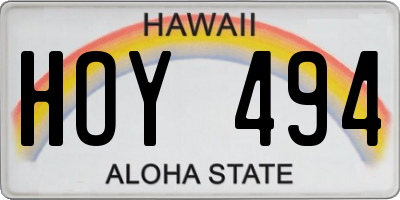 HI license plate HOY494