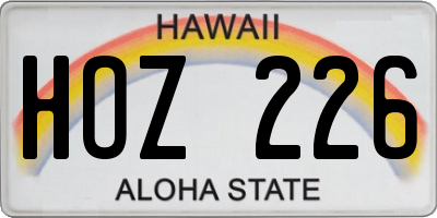 HI license plate HOZ226