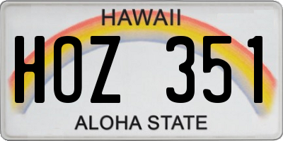 HI license plate HOZ351