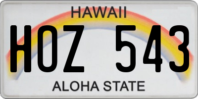 HI license plate HOZ543