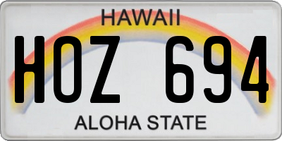 HI license plate HOZ694