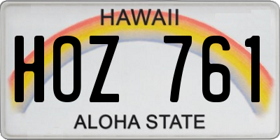 HI license plate HOZ761