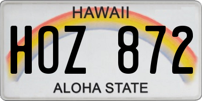 HI license plate HOZ872